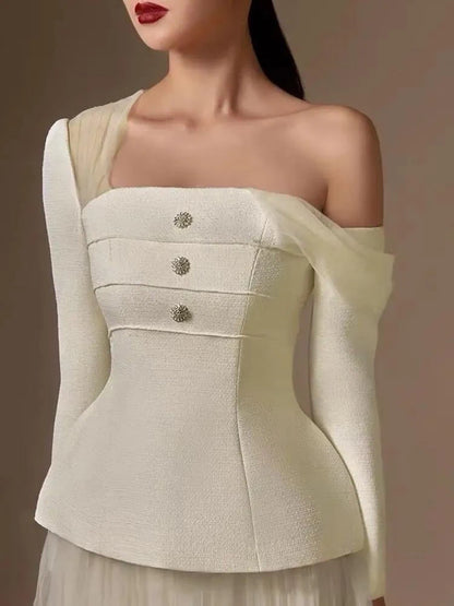 Eleganter Damen-Blazer mit Diamant-Patchwork, Notch-Kragen und langen Ärmeln – stilvoll und vielseitig.