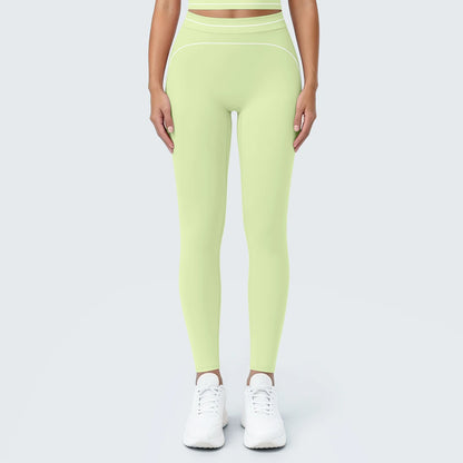 Nahtlose Yoga-Leggings, hochtailliert, limettengrün, eng anliegend