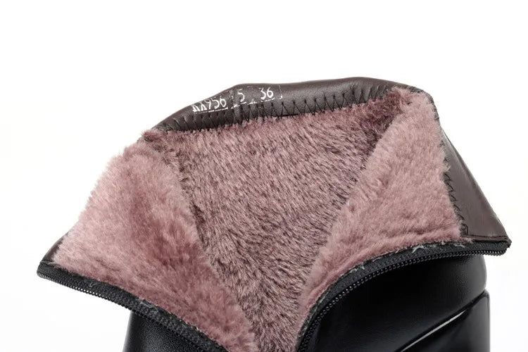AIYUQI Women Winter Boots 2025 New Round Toe Fashion Women's Fashion Boots Natural Wool Lining Rabbit Fur Women Ankle Boots