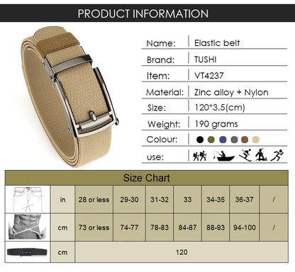 VATLY Elastik-Gürtel Herren Gunmetal Automatik-Schnalle Nylon Einheitsgröße