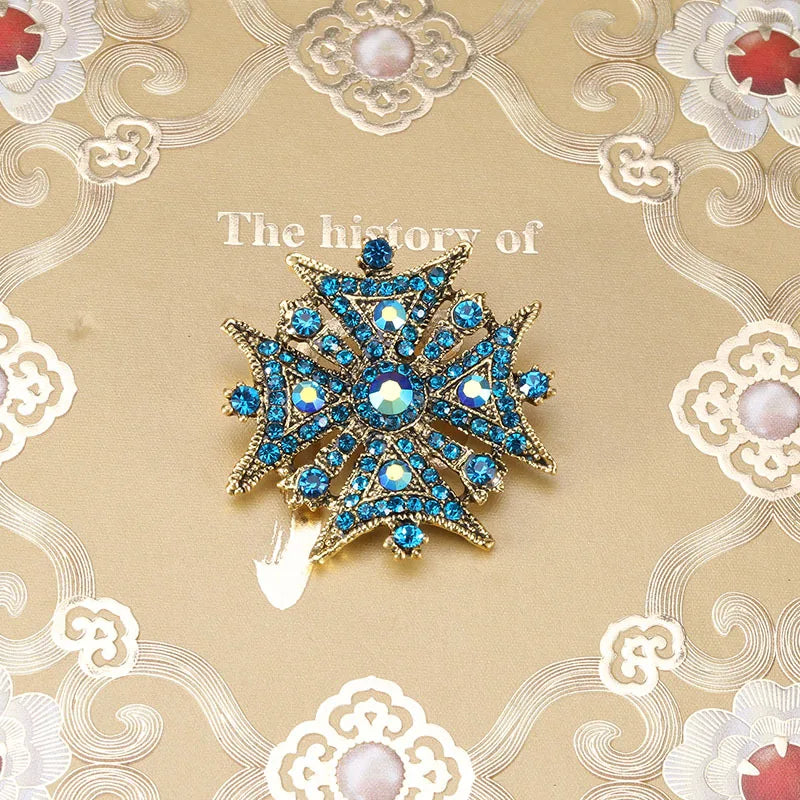 Brosche Kreuz Perle Strass Barock Vintage Luxus Hochzeit Party Damen