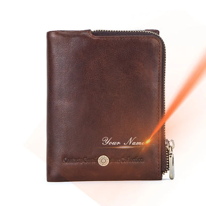 Herren Echtleder Geldbörse Bifold Vintage Senior Reißverschluss Luxus Kartenhalter Geldclip