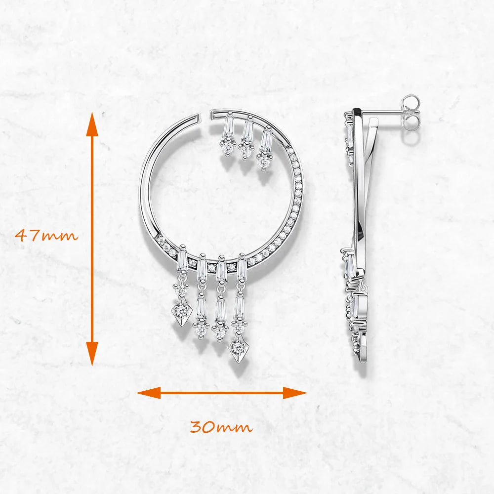 Damen-Creolen Sonnenstrahlen mit Zirkonia aus Sterlingsilber
