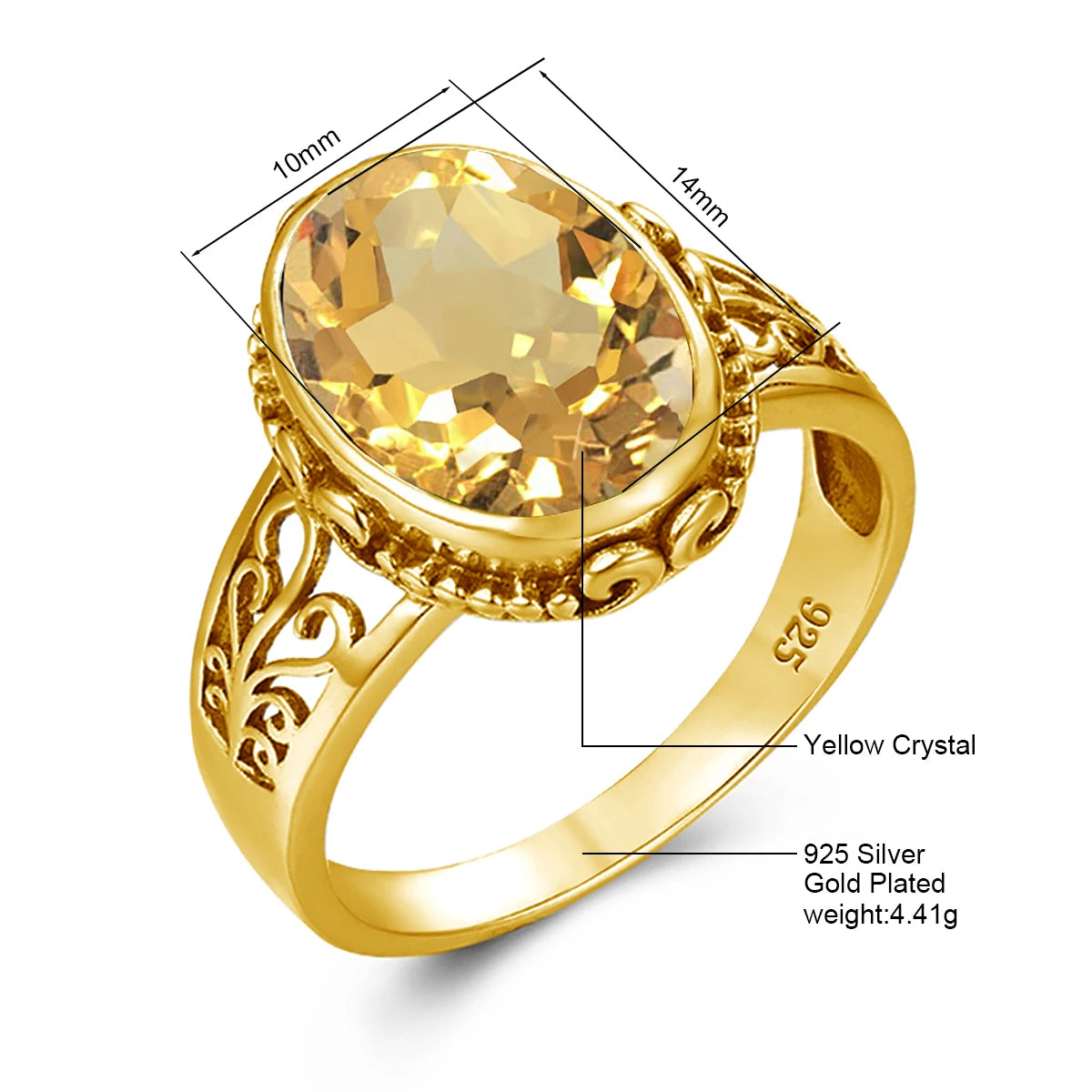 Damen-Ring Mit Citrin Im Ovalschnitt, Art Déco Stil, Geburtsstein Schmuck Aus Silber 925