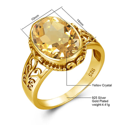 Damen-Ring Mit Citrin Im Ovalschnitt, Art Déco Stil, Geburtsstein Schmuck Aus Silber 925