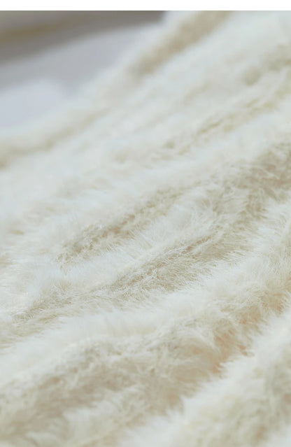 Damen-Strickjacke lang Nerz-Imitat Pile-Kragen locker warm Winter