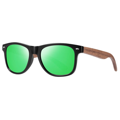 Sonnenbrille Holz Walnuss schwarz polarisiert UV400 Original-Etui Herren