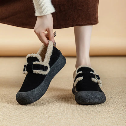 AIYUQI Women Sneakers Winter 2024 New Velvet Genuine Leather Beanie Shoes Women Flat Large Size Women Casual Shoes