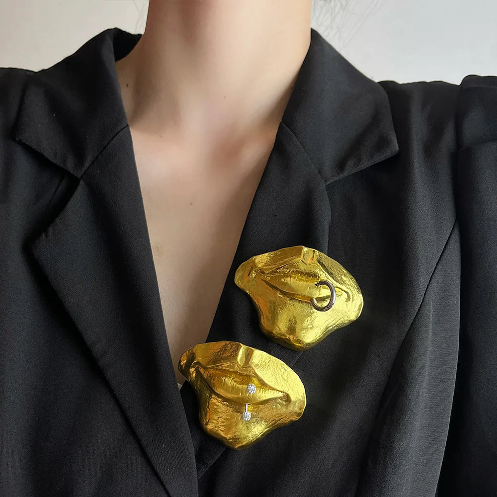 Brosche Maske Lippen Nase Abstrakt Metall Vintage Party Unisex