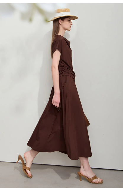 Damen T-Shirt aus Modal-Baumwolle mit kurzen Rotator-Ärmeln und Swing-Neck