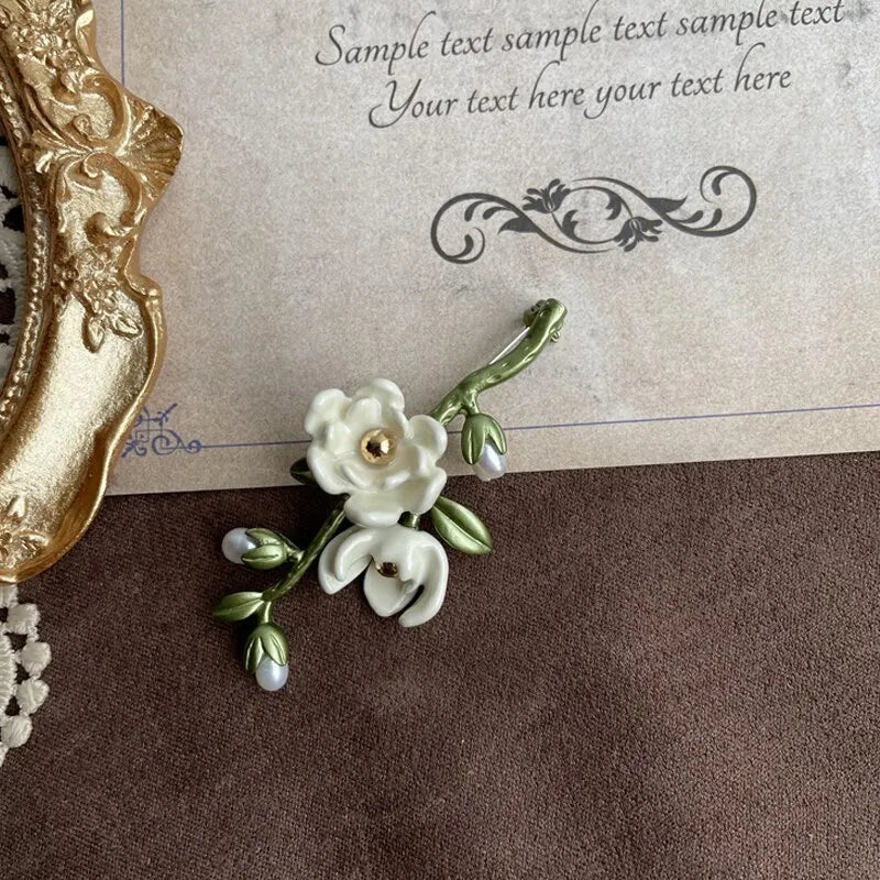 Brosche Blatt Blume Emaille Vintage Elegant Hochzeit Kreativ Damen