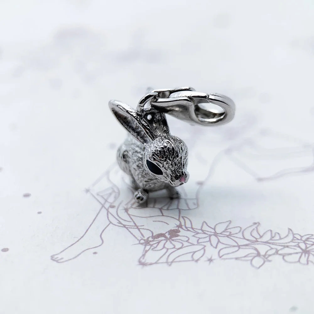 Damen-Charm-Anhänger Kaninchen süß authentisch DIY aus Sterlingsilber