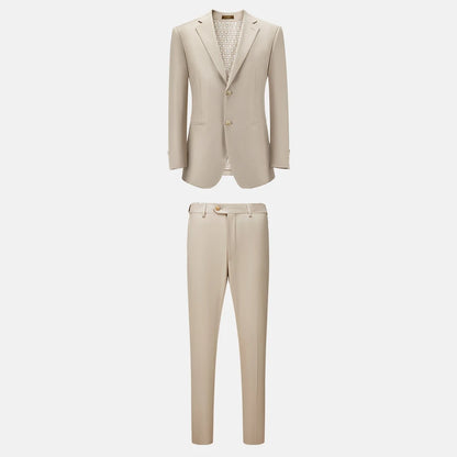 Leichter Herren-Seersucker-Anzug in Hellgrau – ideal für Hochzeit, Büro und Alltag