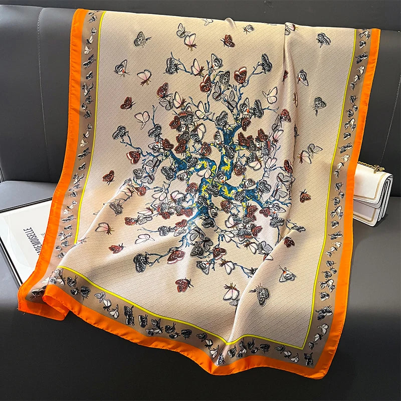 Damen Satin Seidenschal Hijab Sommer Sonnenschutz Strand Kopftuch Foulard