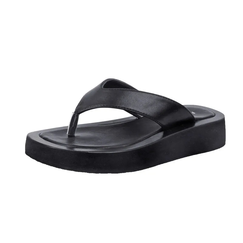 AIYUQI Women's Slippers Outdoor Summer New Genuine Leather  Flip-flops Women Anti-skid Trend Pinch Beach Slides Ladies