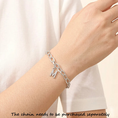 Damen-Charm-Anhänger Buchstaben weißer Stein klassisch aus Sterlingsilber