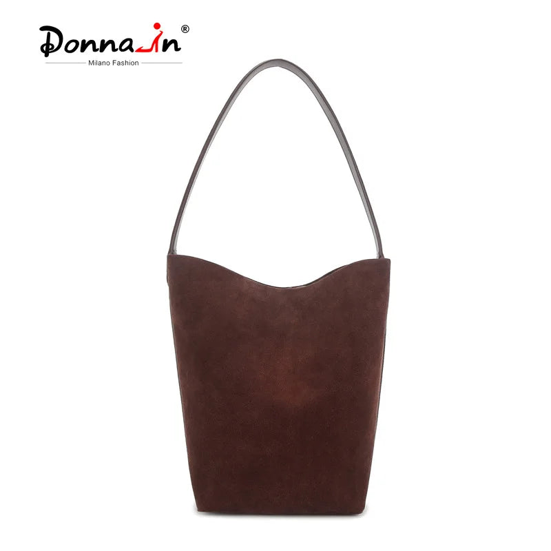 Damen Wildleder Bucket-Bag | Tote In Mittlerer Größe Kaffee