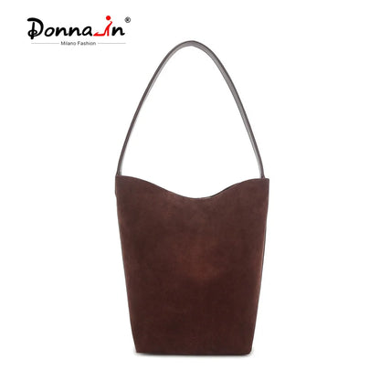 Damen Wildleder Bucket-Bag | Tote In Mittlerer Größe Kaffee