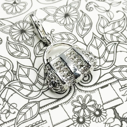 Damen-Charm-Anhänger Tasche weißer Stein elegant aus Sterlingsilber