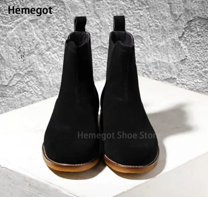 Paar Herren-Chelsea-Boots aus Wildleder, schwarz, mit elastischen Seiten