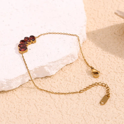 Damen-Armband mit roten Wassertropfen-Zirkonia