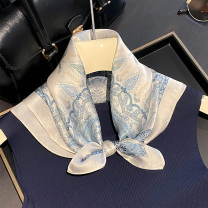 Damen Seidensatin Schal quadratisch Blumenprint Kopftuch Bandana Hijab Neu