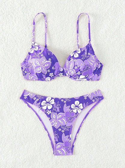 Gestreiftes sexy Bikini-Set mit Push-up-Effekt – ideal für Strand und Pool