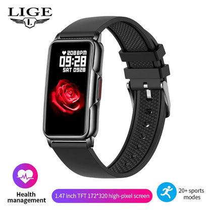 LIGE Mann Frauen 1,47 "Full Touch Screen BT Anruf Smart Uhr Musik Fitness Sport Armband Schlaf Monitor Mann Smartwatch männer 2025