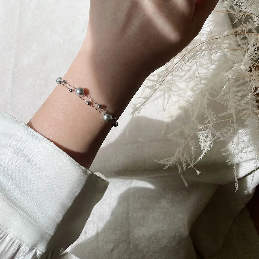 Damen-Armband mit Glasperle aus Titanstahl