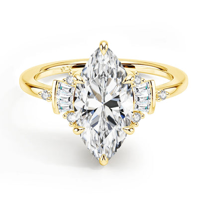 Damen-Verlobungsring aus Moissanit mit GRA Zertifikat, Marquise-Schliff, 3 Karat, 7x14 mm