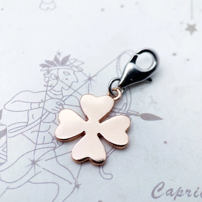 Damen-Charm-Anhänger Kleeblatt Roségold Glück Europa aus Sterlingsilber