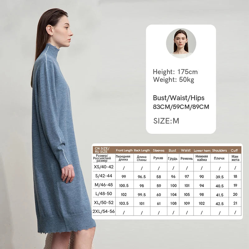 Zeitloses Rollkragen Kleid Für Damen Warme Gestrickte Passform Herbst