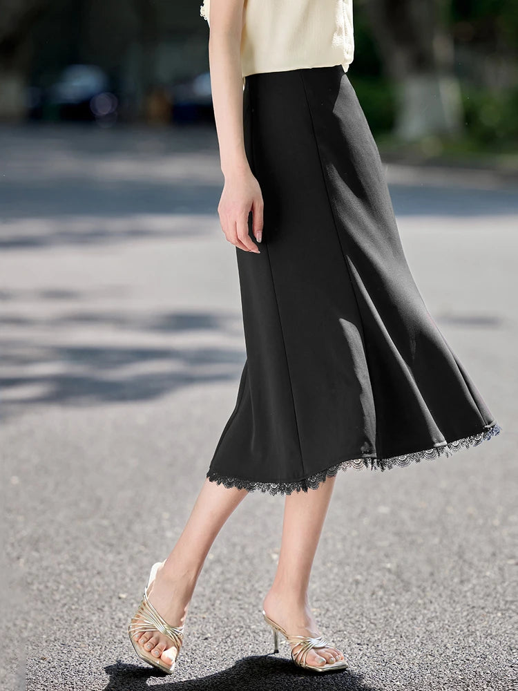 Damen Sommer Rock mit hoher Taille im eleganten Fischschwanz-Stil