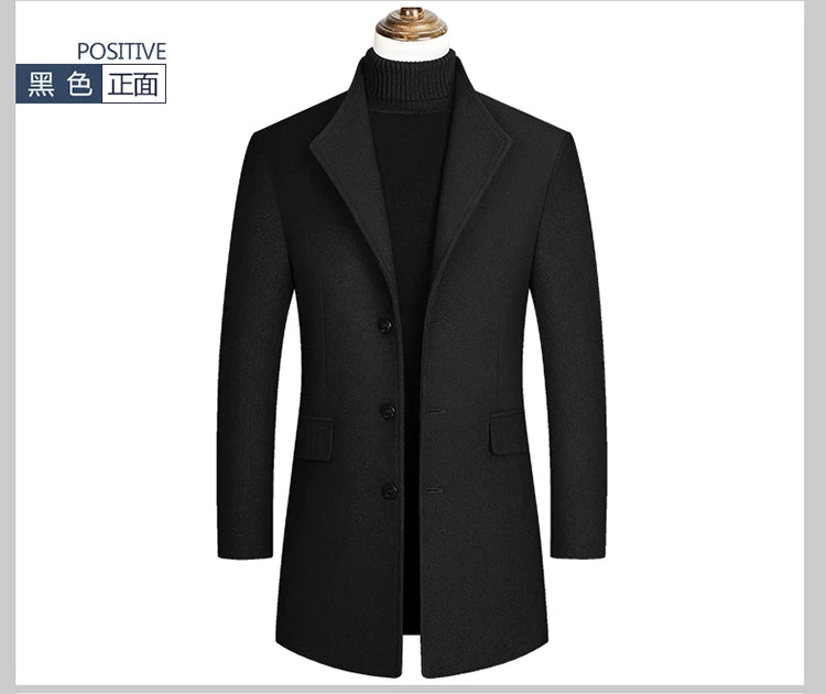 Eleganter Wollmantel für Herren – Herbst & Winter
