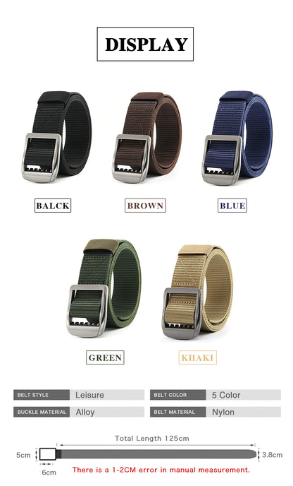 Herren Tactical Nylon-Gürtel 3,8 cm Army Military Automatik-Schnalle Outdoor