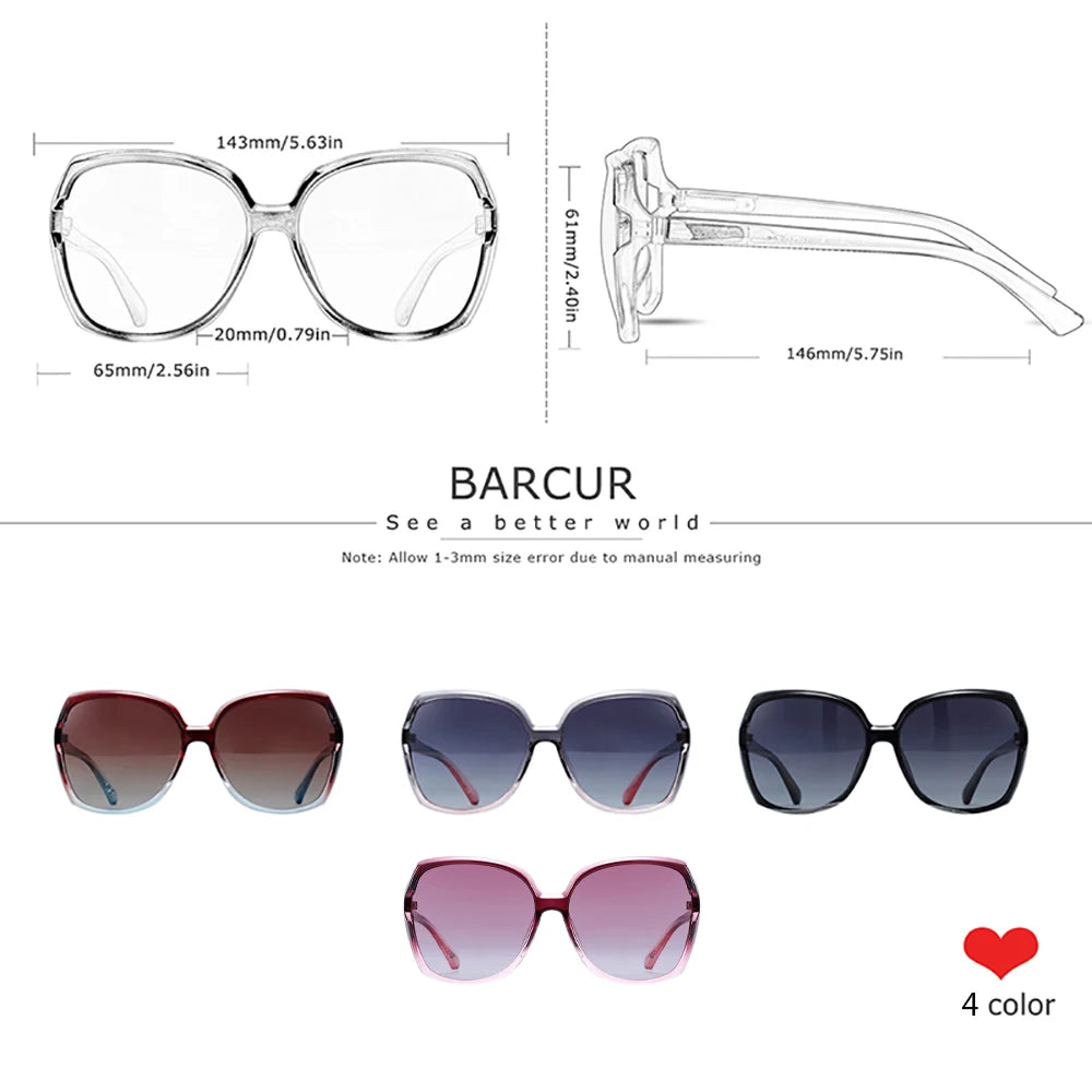 Damen-Sonnenbrille übergroß Farbverlauf UV400 polarisiert Shades