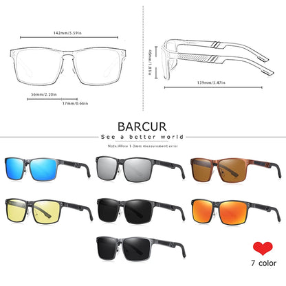Sonnenbrille Al-Mg quadratisch polarisiert Spiegel Sport Herren Damen
