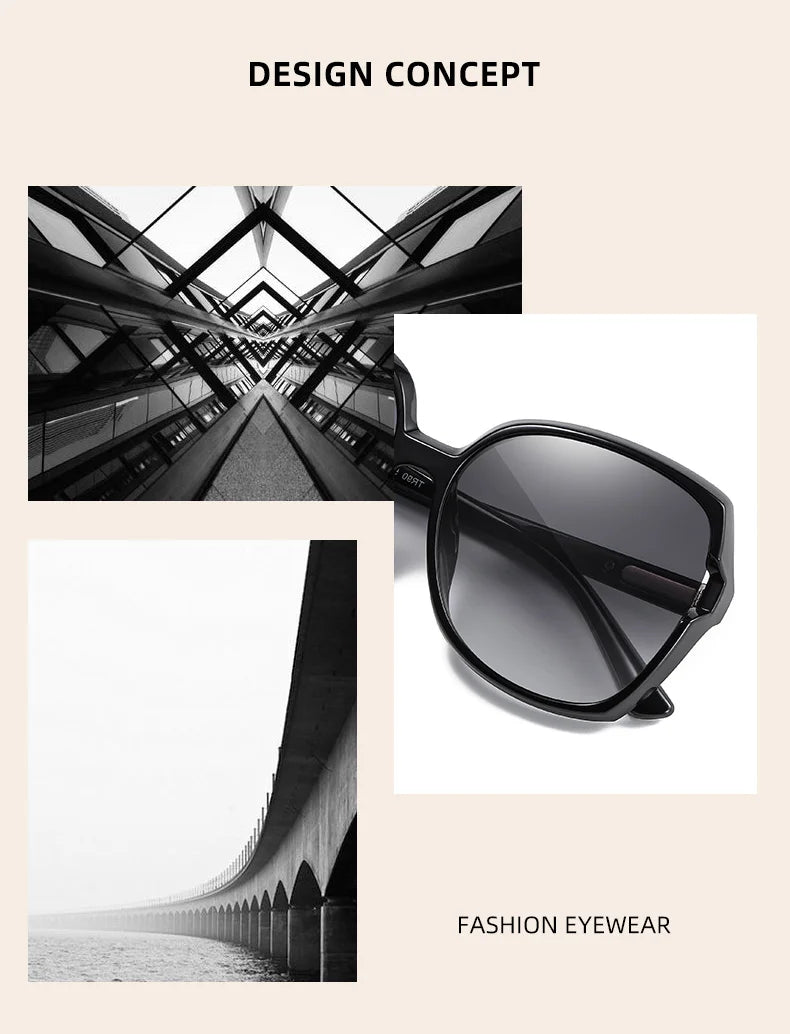 Damen-Sonnenbrille übergroß Farbverlauf UV400 polarisiert Shades