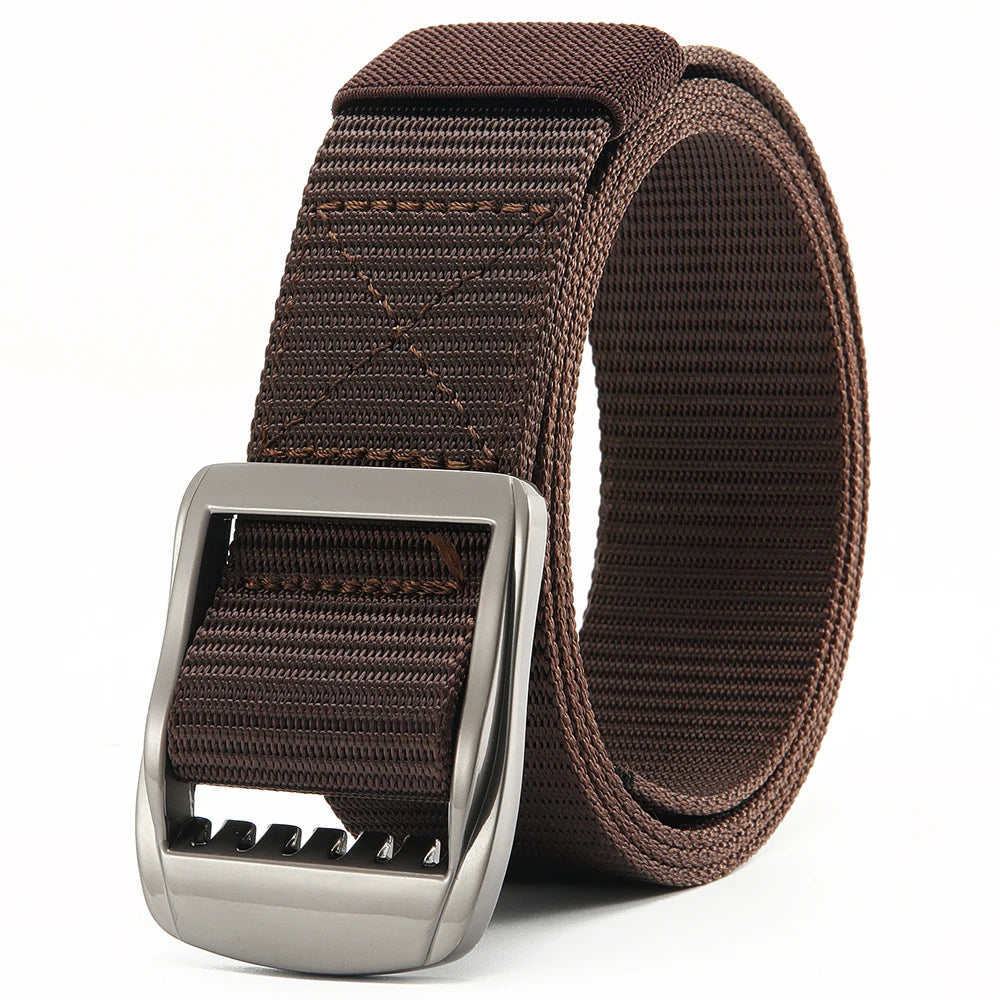 Herren-Taktikgürtel aus Nylon, 3,8 cm, Automatik-Schnalle; brauner Riemen