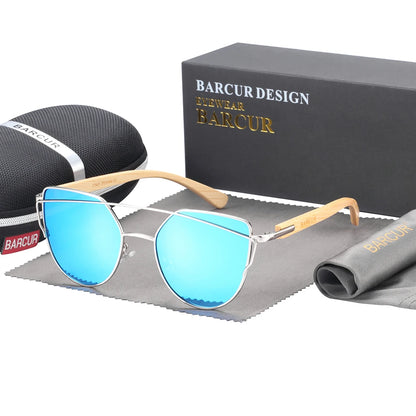 Damen-Sonnenbrille Holz Katzenauge polarisiert Luxus Geschenkbox