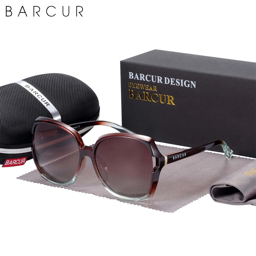 Damen-Sonnenbrille übergroß Farbverlauf UV400 polarisiert Shades