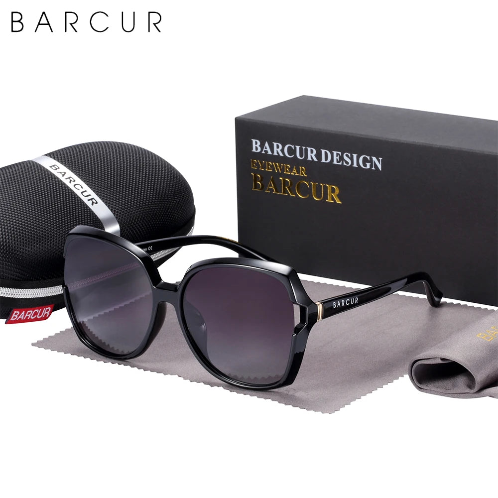 Damen-Sonnenbrille übergroß Farbverlauf UV400 polarisiert Shades