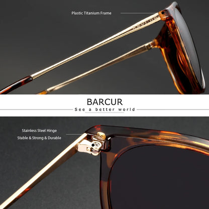 Damen-Sonnenbrille Katzenauge Kunststoff Titan Spiegel UV400 polarisiert